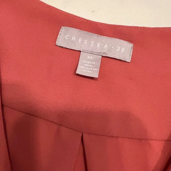 CHELSEA28 Blouse Top Wrap Front Drape Waist V-Neck - Picture 3 of 4